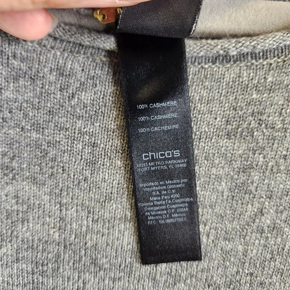 Chico's Light Gray Asymmetric Poncho Sweater